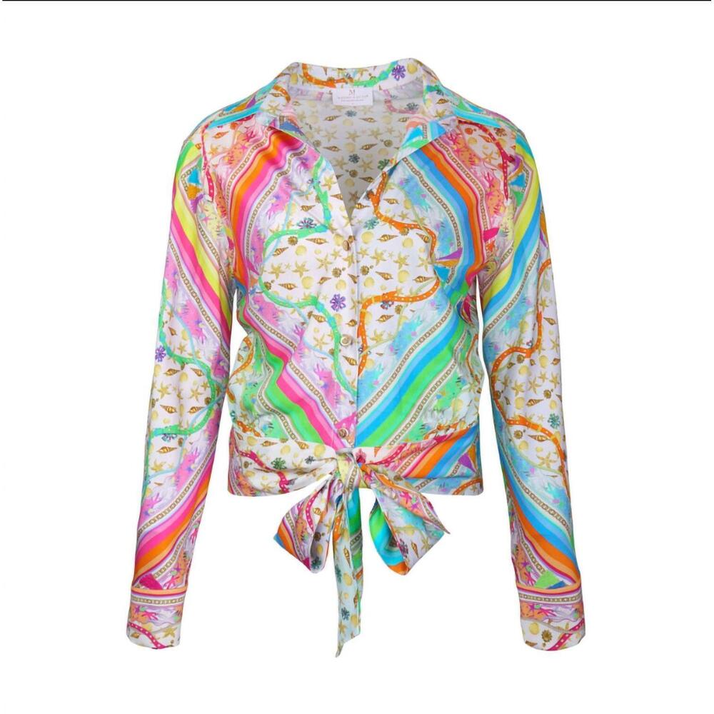 NEW MUCHO GUSTO ocean patchwork blouse in multi